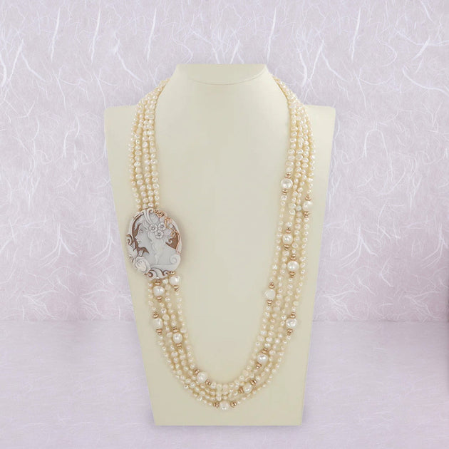 Collana Girocollo Jovono Con Perle Barocche Vintage - Oro - Lunghezza Regolabile - Gioiello Donna