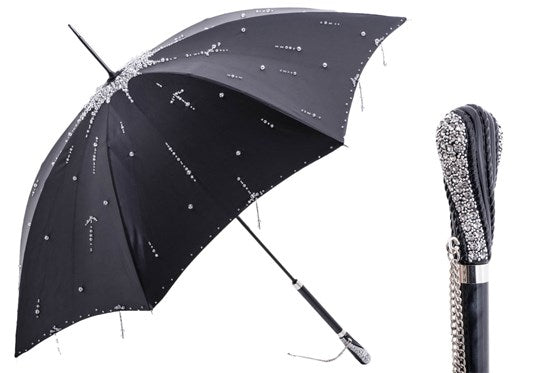 Ombrello da donna nero con cristalli