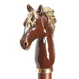 Ombrello da uomo marrone con cavallo smaltato