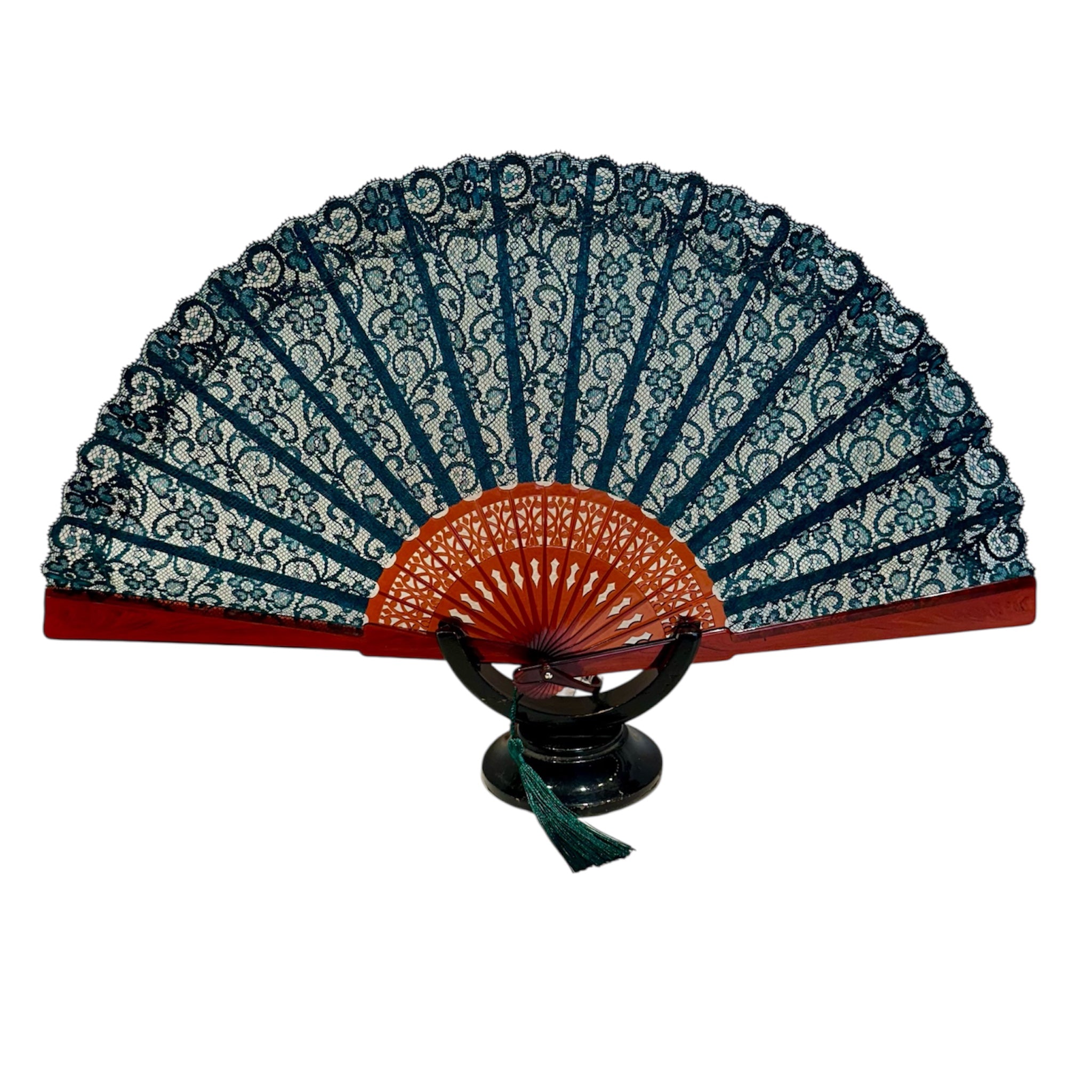 Ventaglio in pizzo verde petrolio