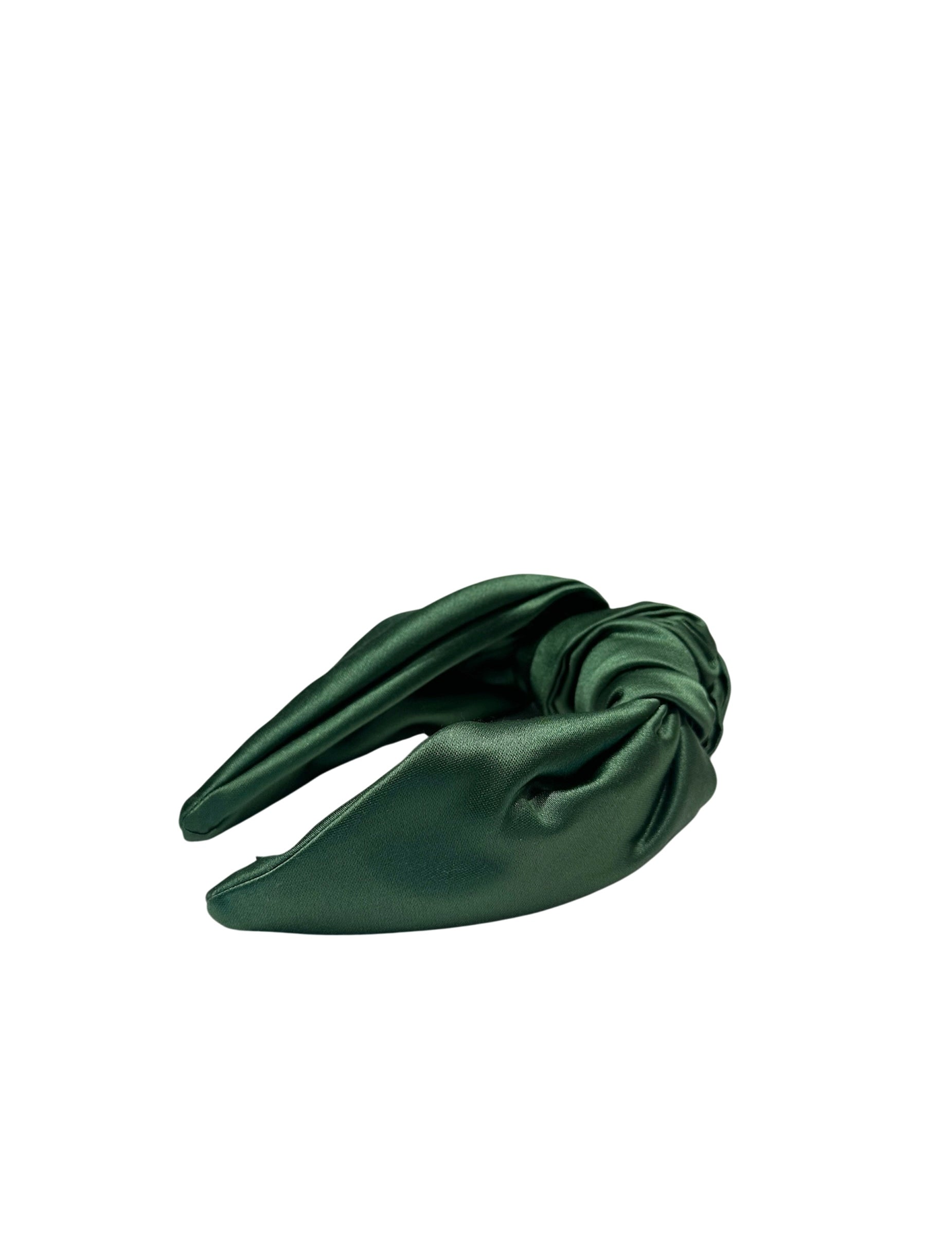 Cerchietto verde in raso con nodo