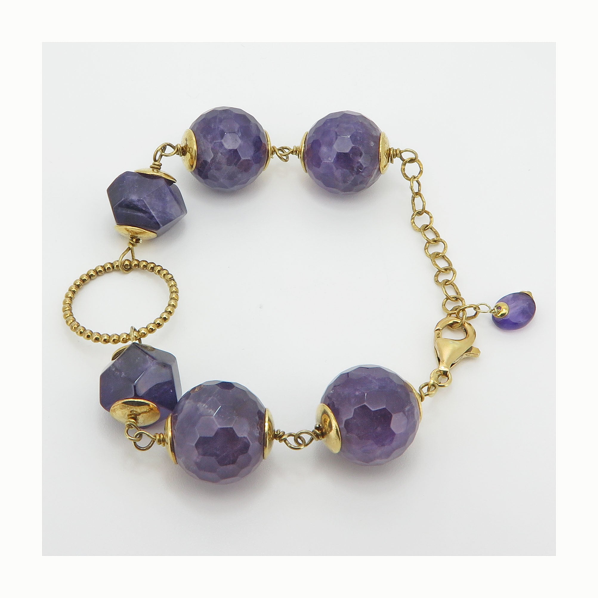 Bracciale in argento dorato con ametista
