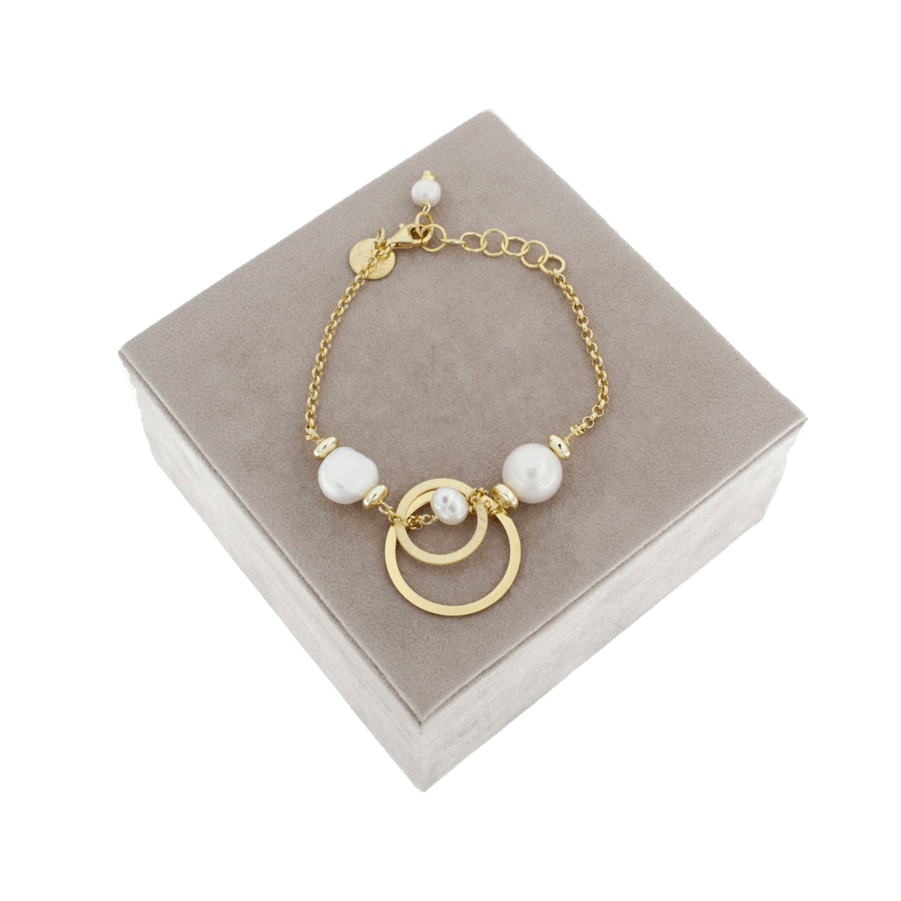 Golden silver pearl bracelet