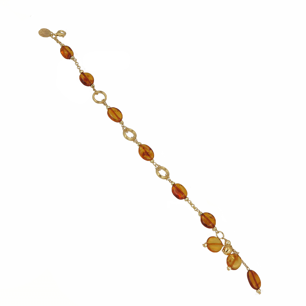 Silver bracelet with amber