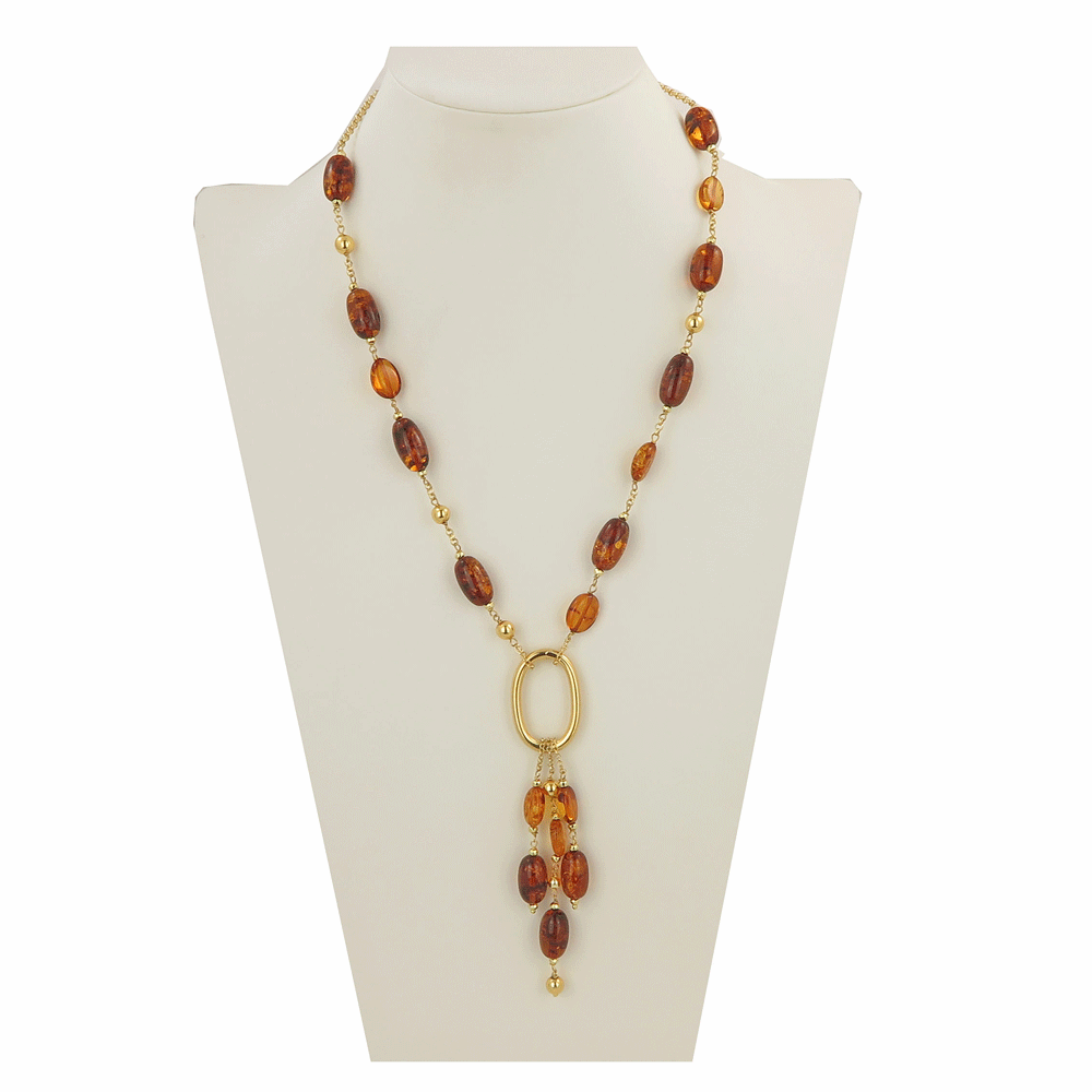Silver and amber necklace