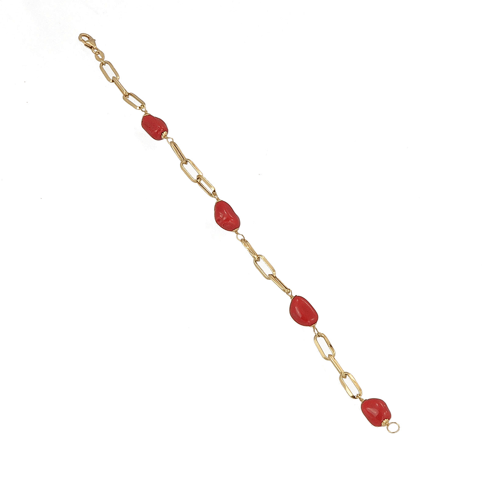 Bracciale in oro con corallo