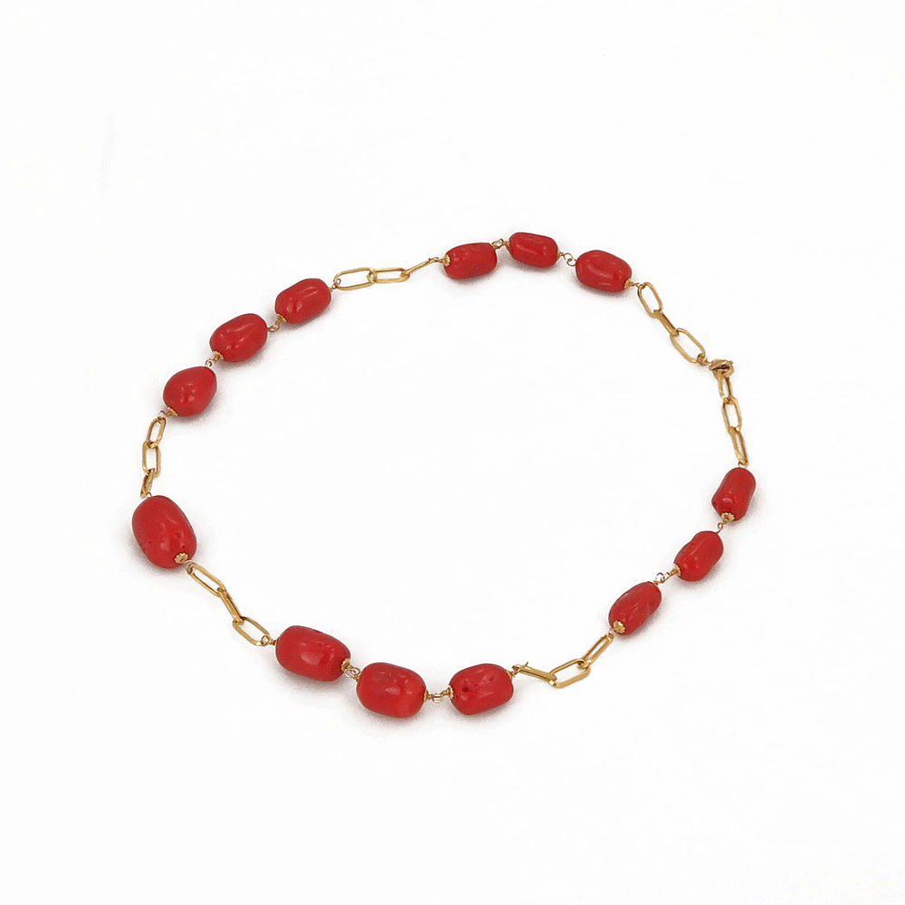 Collana in oro 18kt con corallo rosso naturale