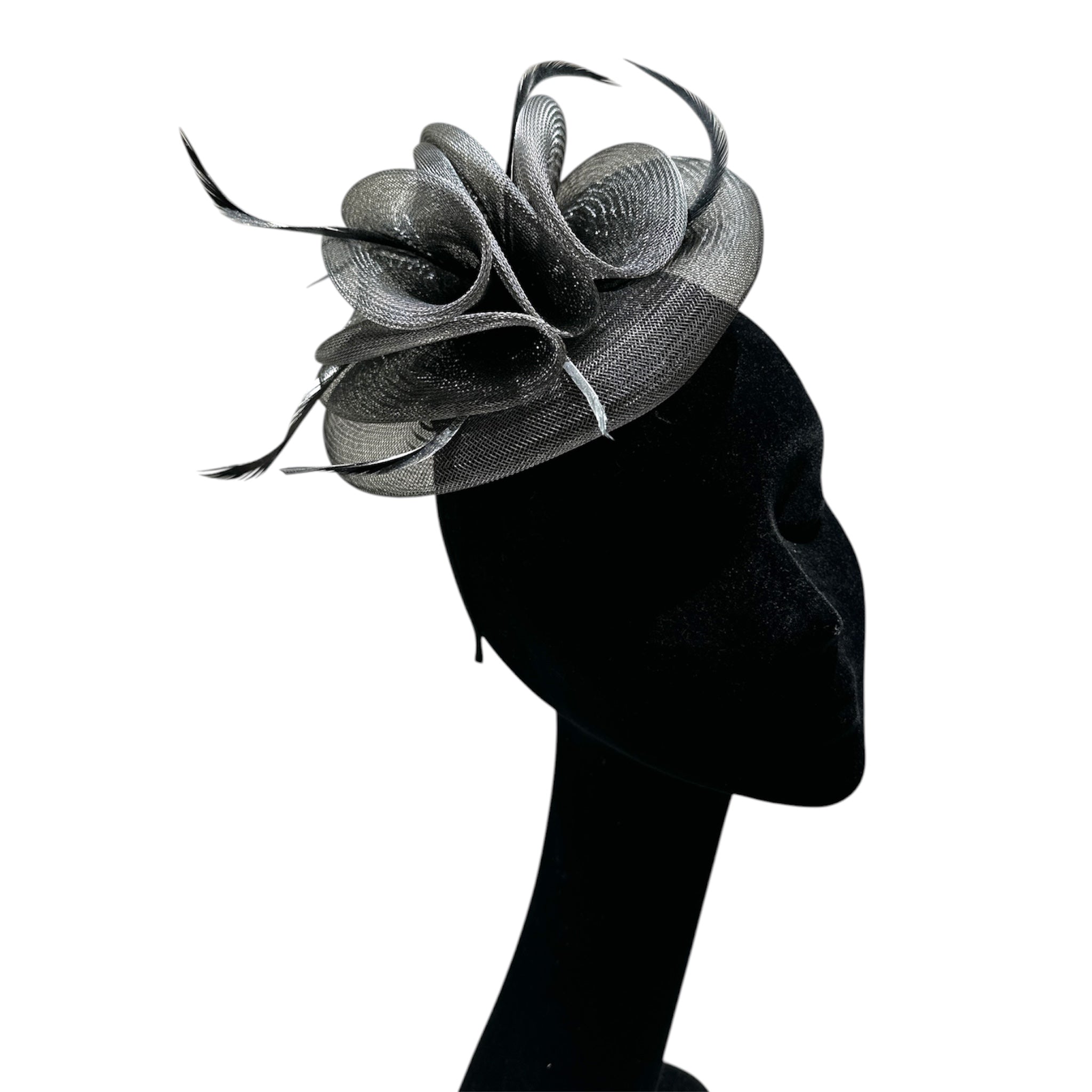 Cappello cerchietto da cerimonia grigio scuro
