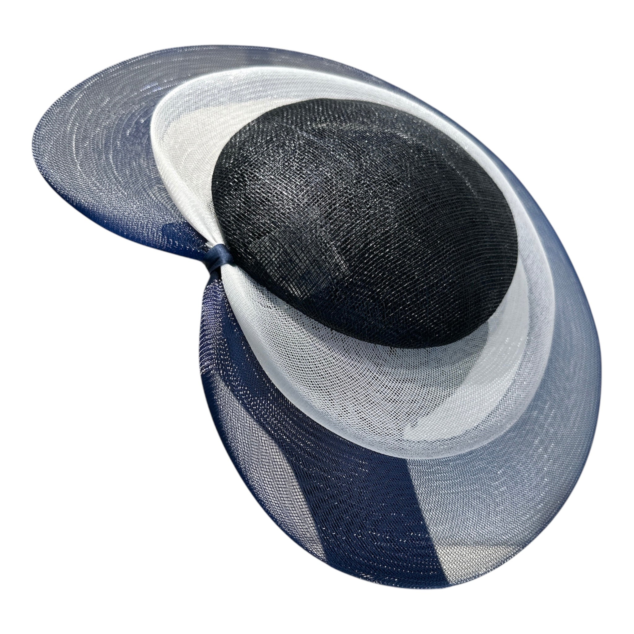 Cappello cerchietto da cerimonia blu e bianco