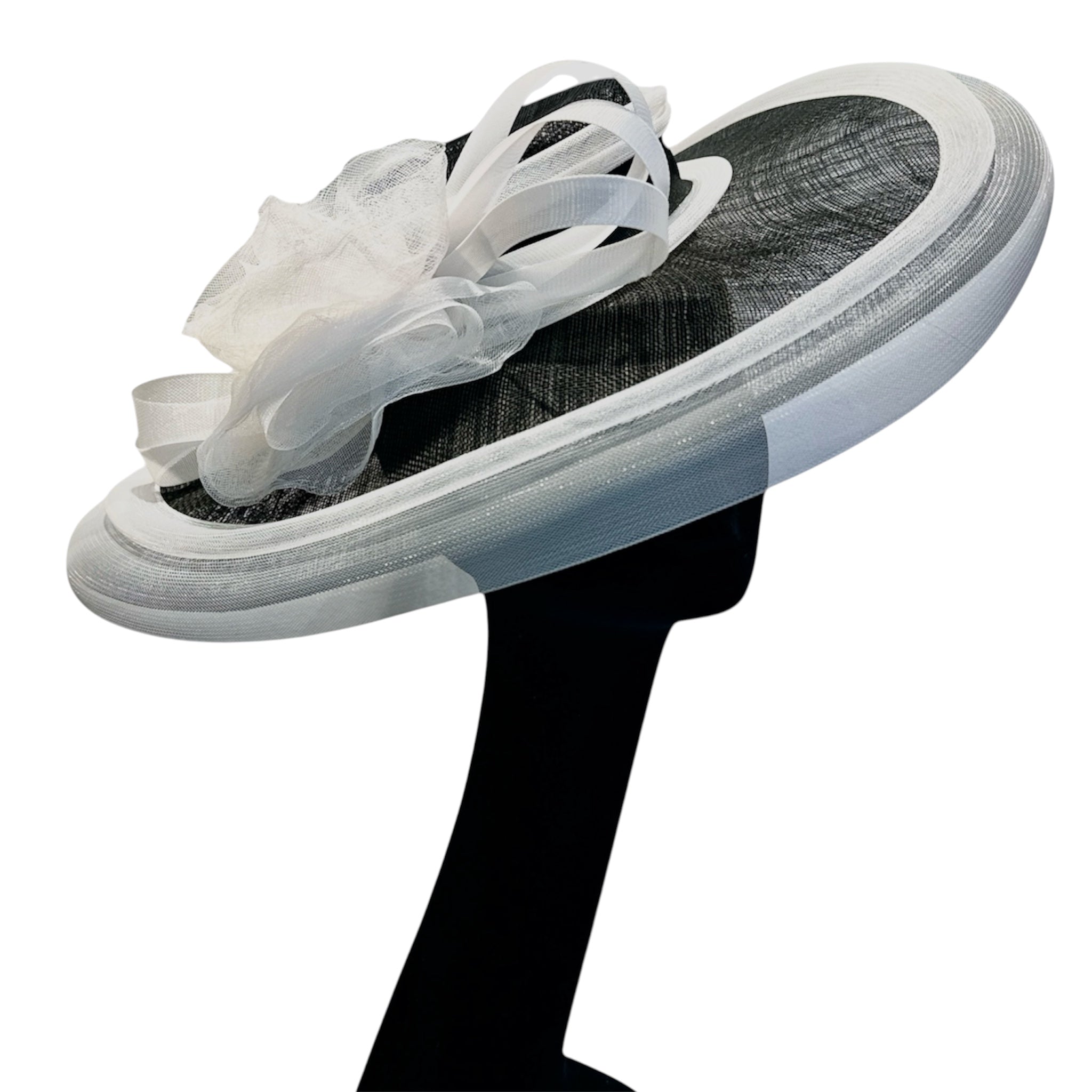 Cappello cerchietto da cerimonia nero e bianco