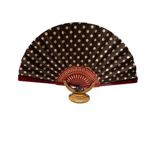 Ventaglio marrone in cotone a pois