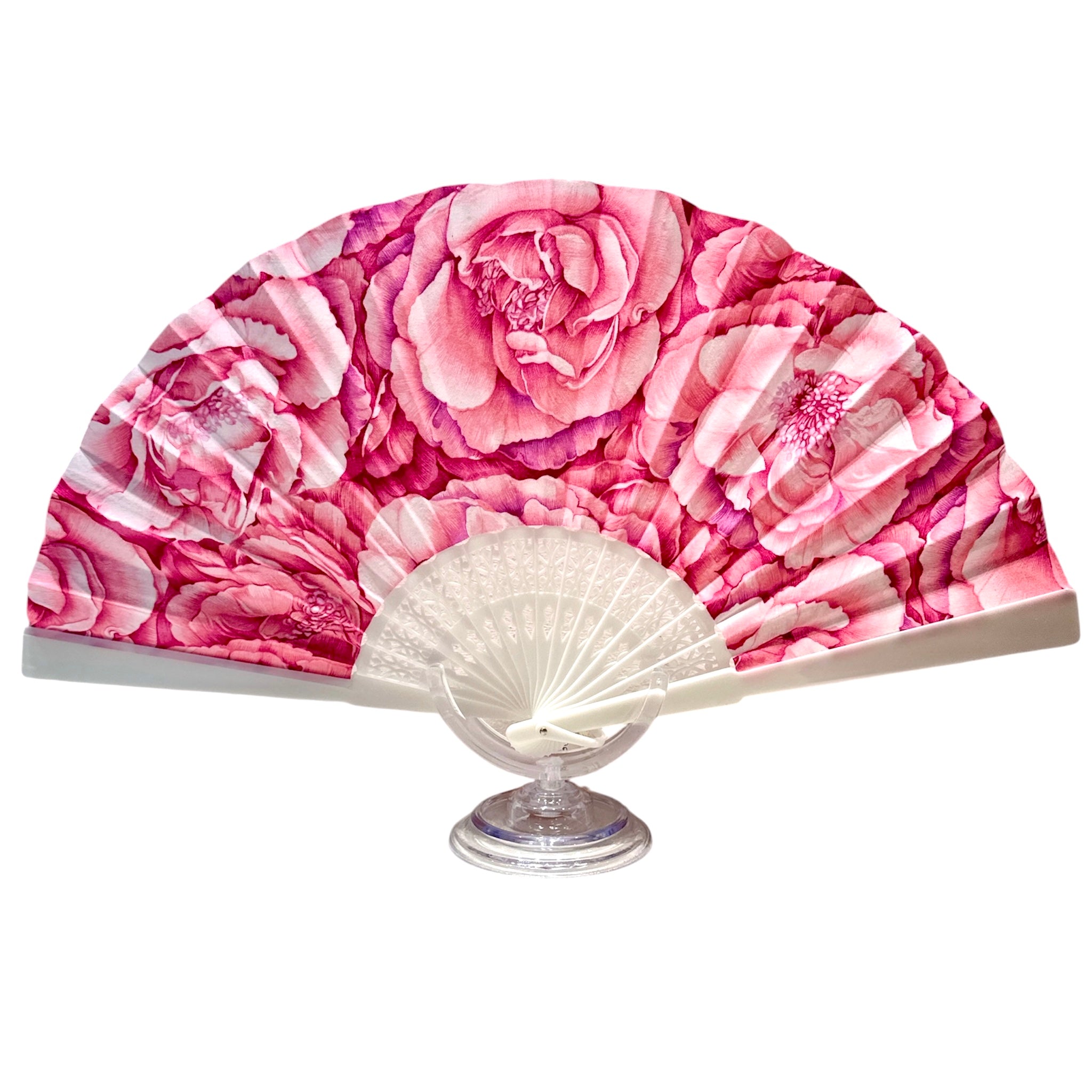 Ventaglio in cotone con rose