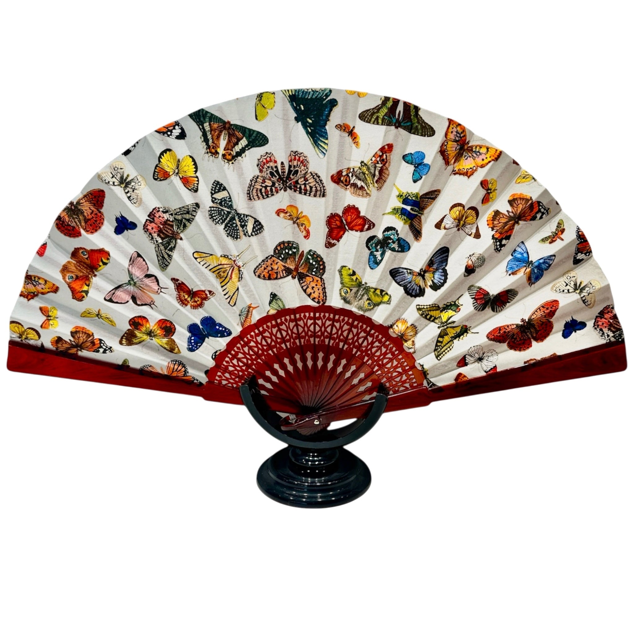 Ventaglio in cotone con farfalle