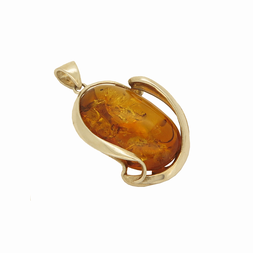 Ciondolo con ambra e argento