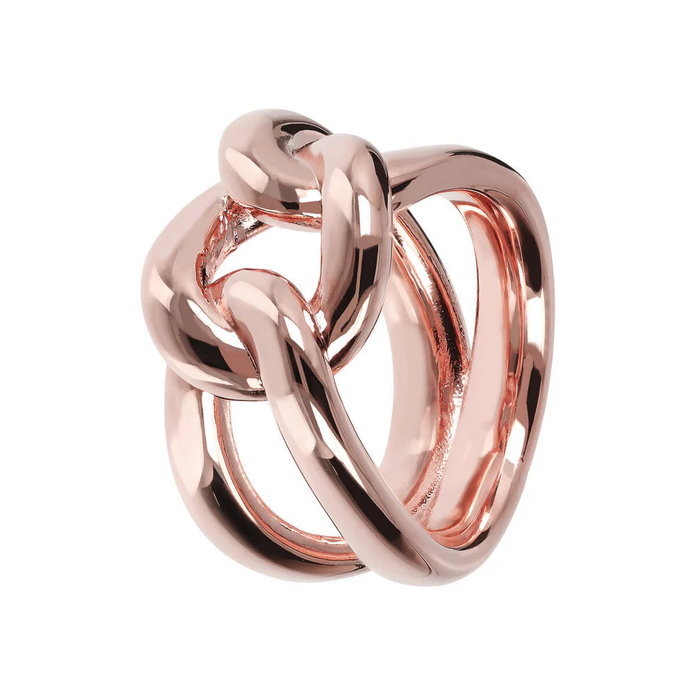 Golden rosé braided mesh band ring