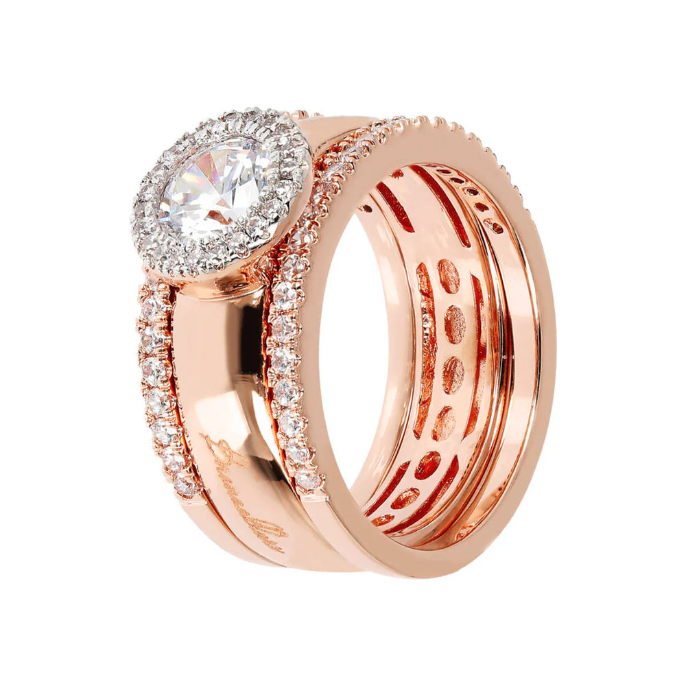 Set of 3 rings with zirconia solitaire and eternity