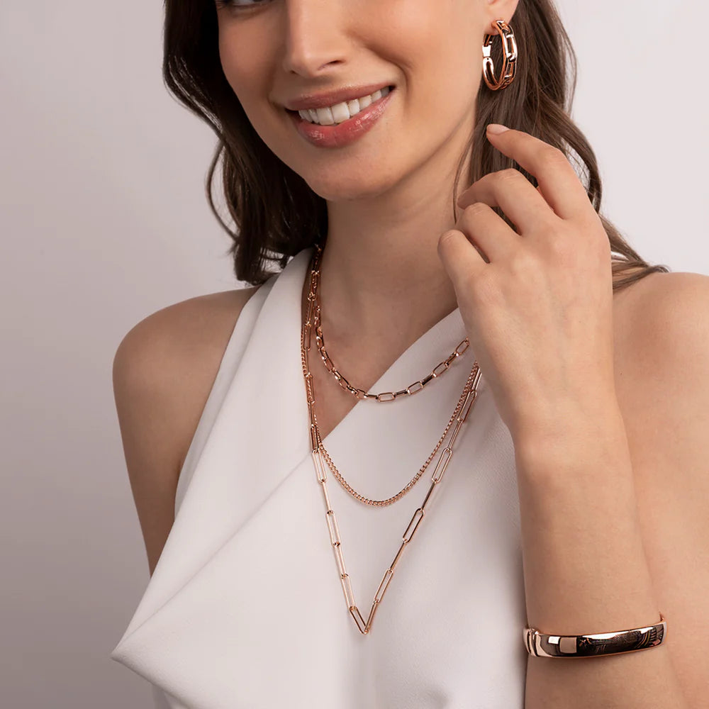 Collana Bronzallure a tre fili graduati golden rosè con placcatura oro rosa 18 kt