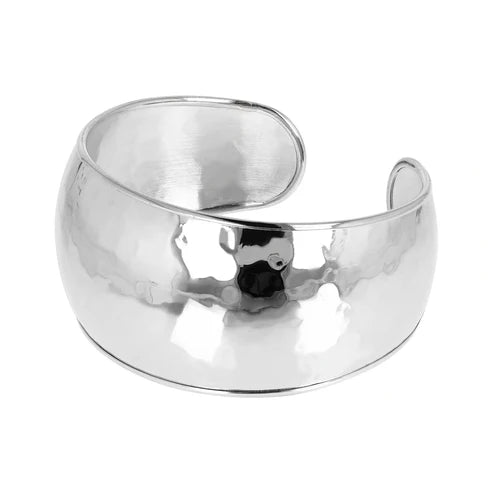 Bracciale rigido rodiato martellato