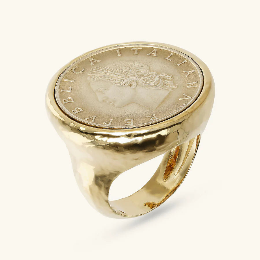 anello chevalier con moneta lire