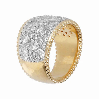 anello a fascia oro con brillantini