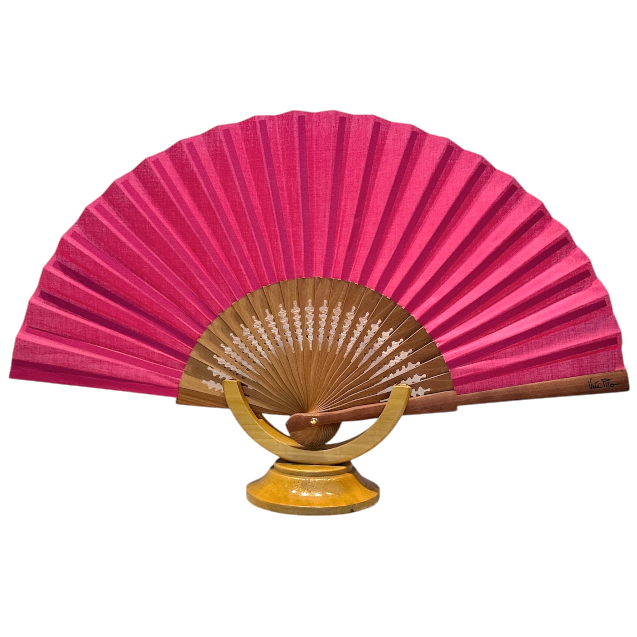 Fuchsia and wood fan
