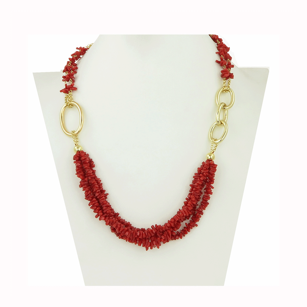 Collana cips e scaglie di corallo rosso