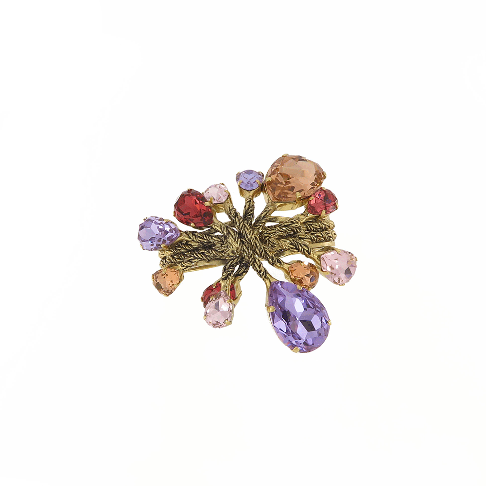 Bracciale rigido in ottone con cristalli multicolor