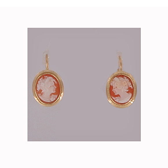 Orecchini cammeo in oro con volto