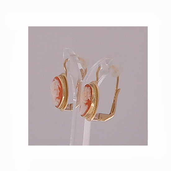 Orecchini cammeo in oro con volto