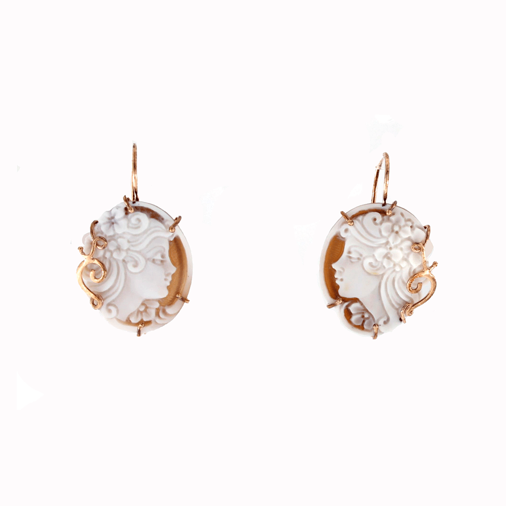 Orecchini cammeo con volto