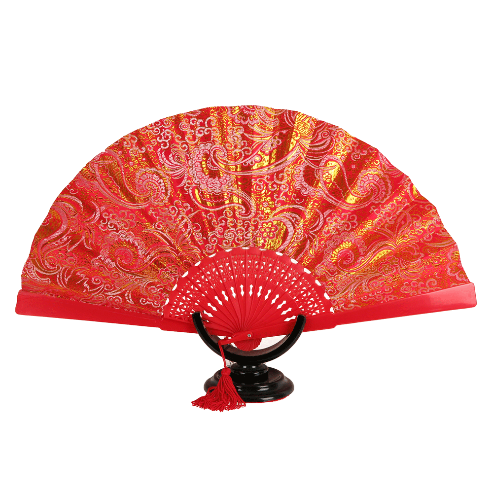 Red and gold satin fan
