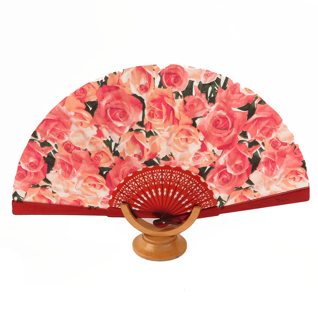 Resin fan with roses