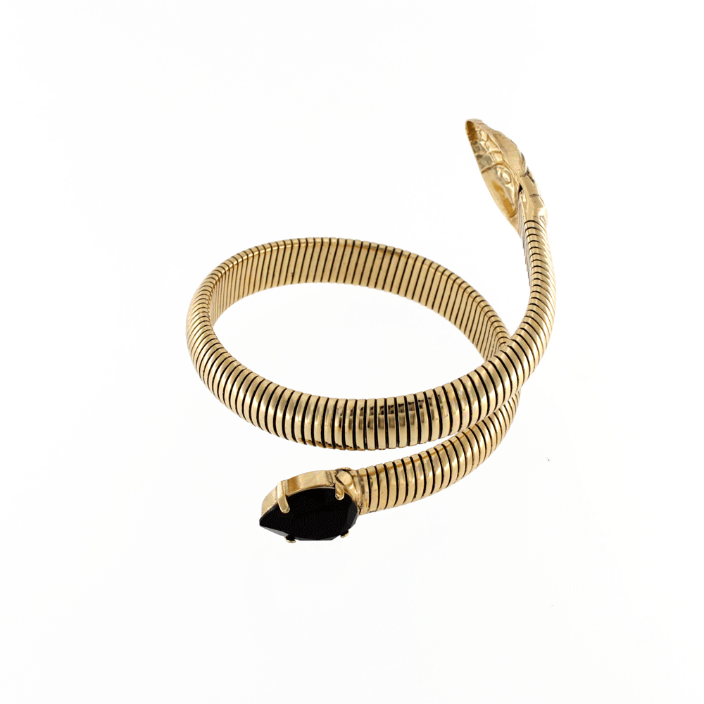 Bracciale a serpente semi-rigido dorato in maglia tubogas
