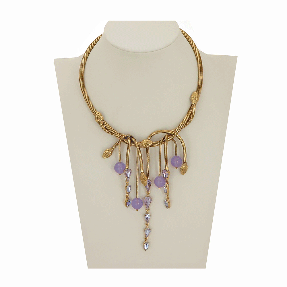 Collana semirigida placcata oro 18kt con serpenti