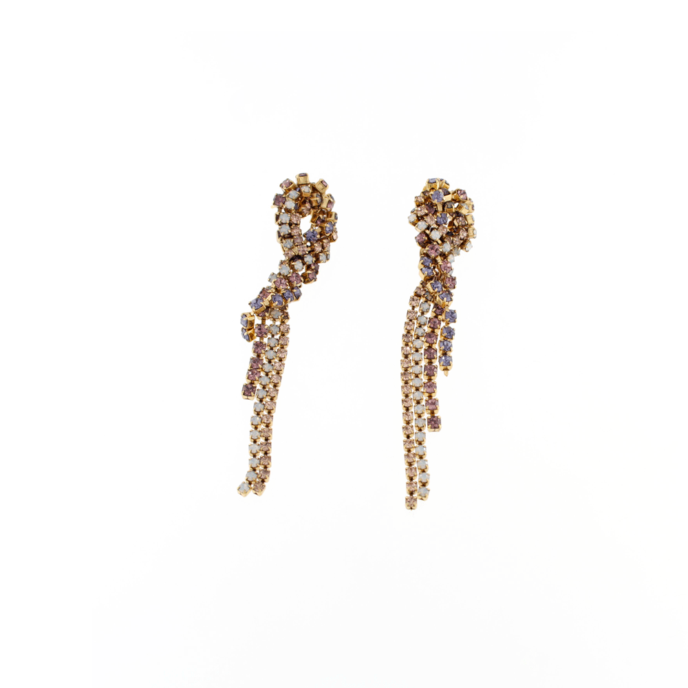 Gold Drop Earrings with Clear Crystals