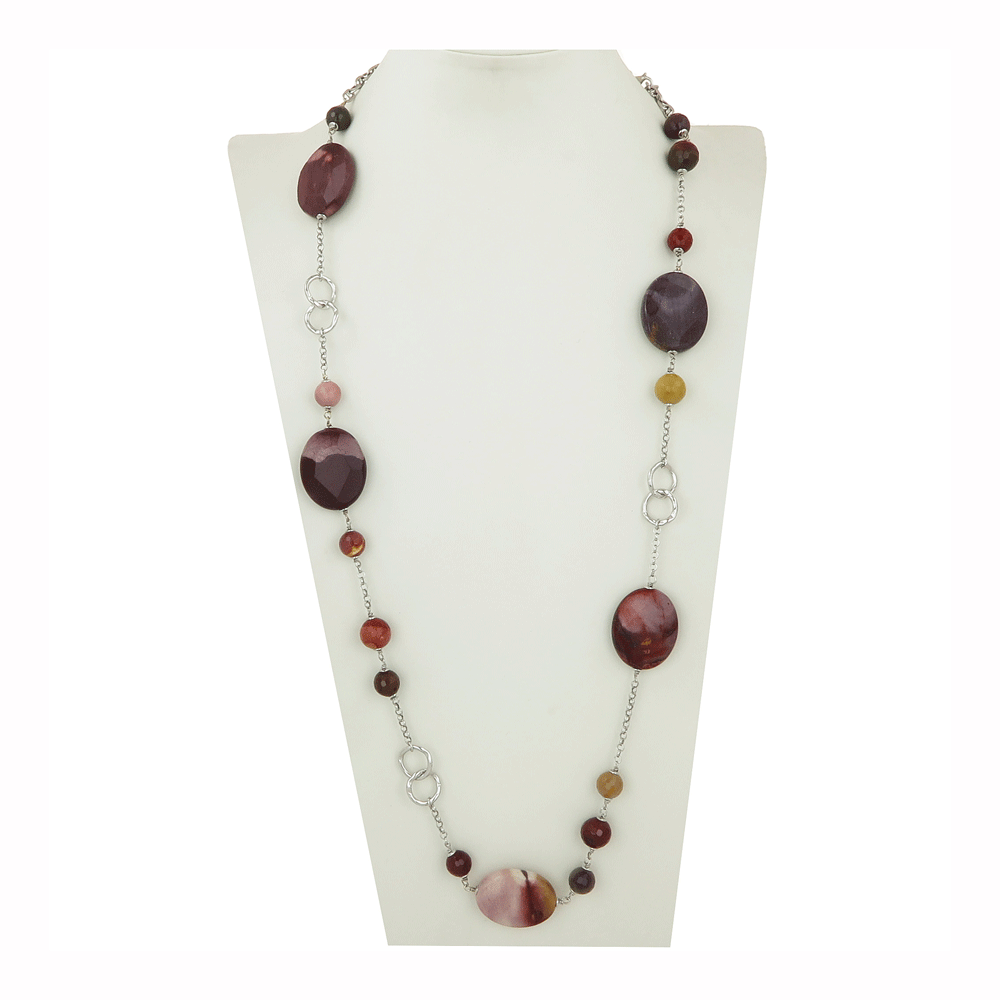 Long mokaite necklace