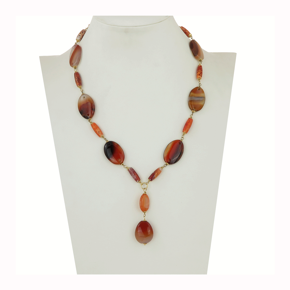 Collana con corniola e agata di fuoco