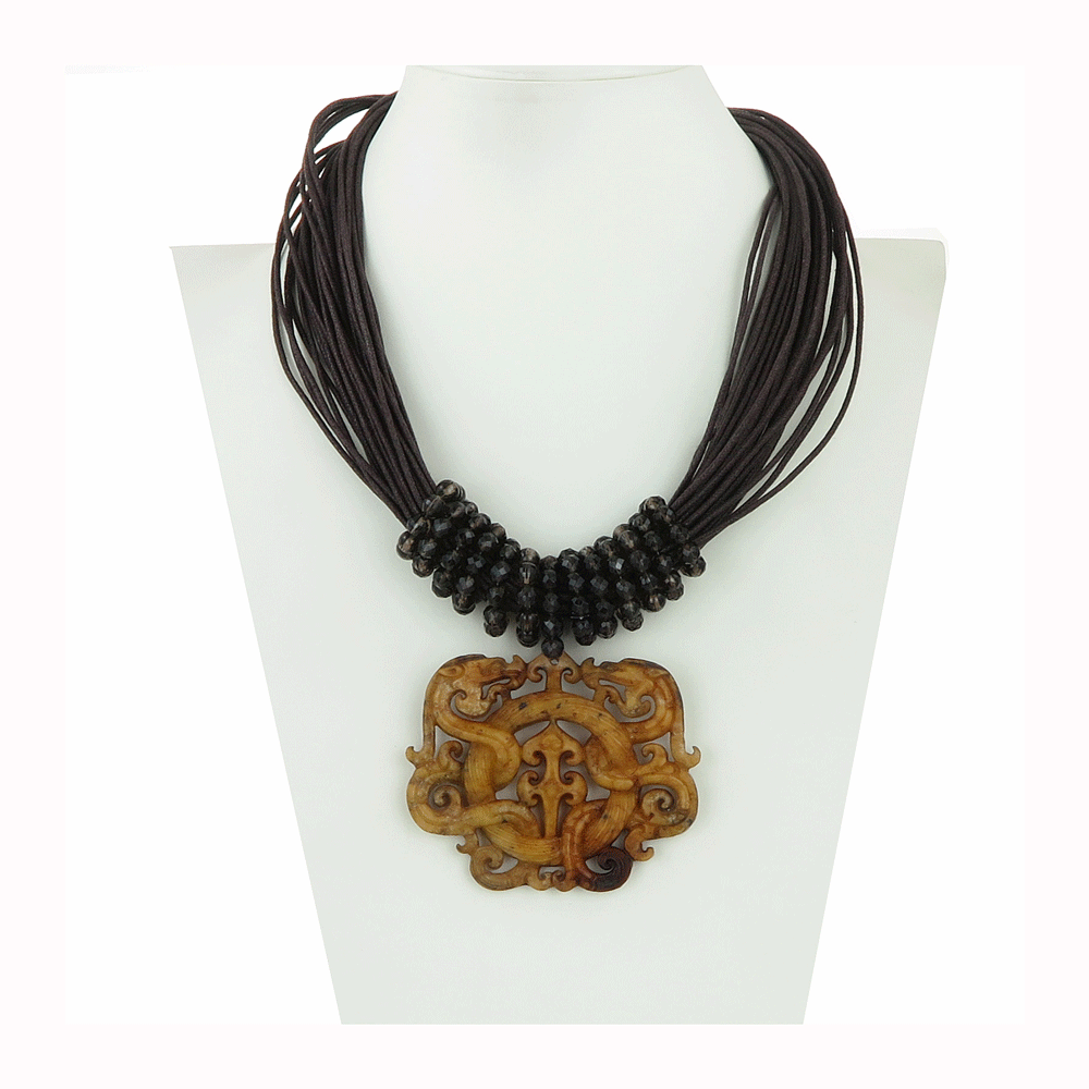 Necklace with pendant and multi-strand cord