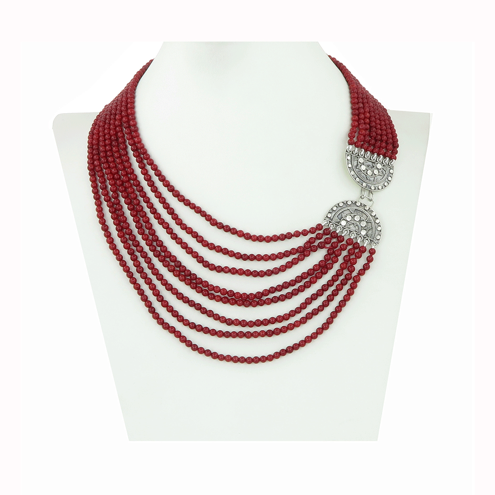 Collana multifilo corallo bambù