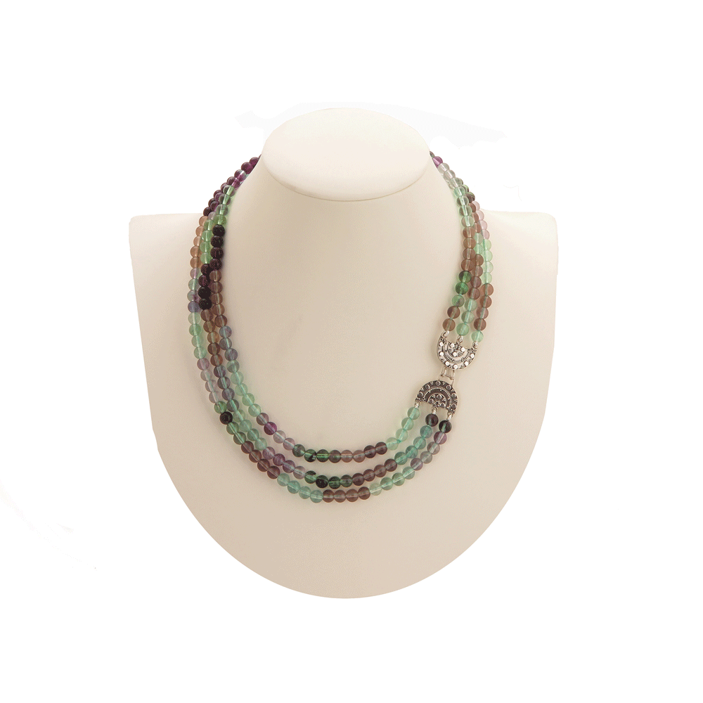 Collana a tre fili fluorite