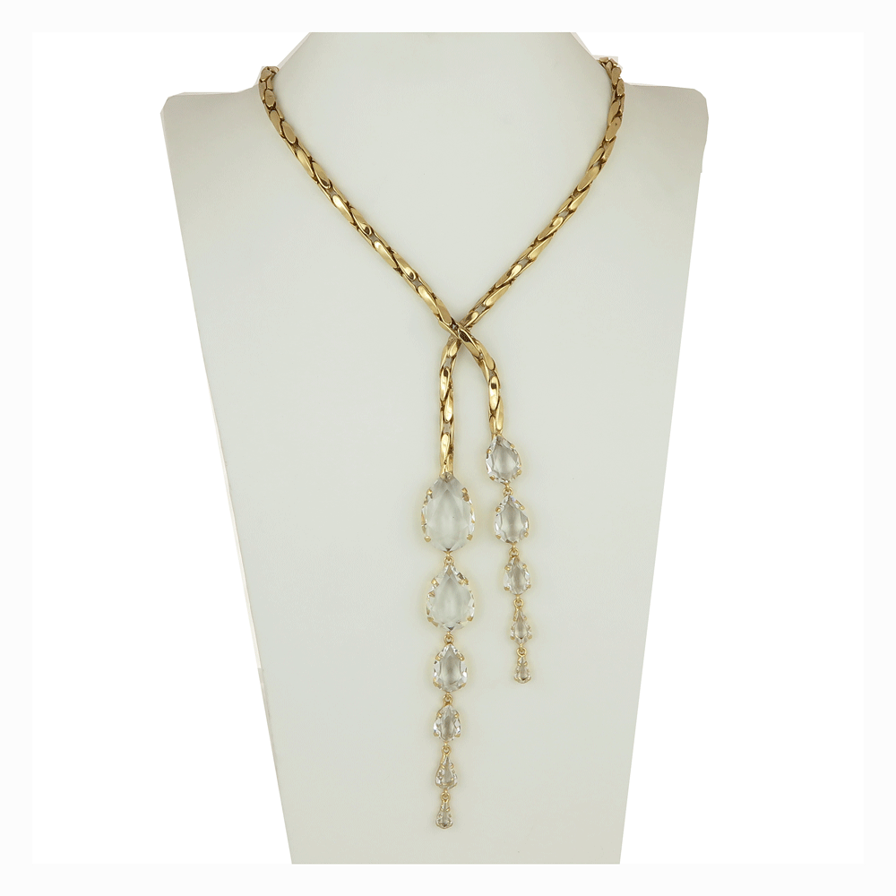 Collana lunga con cristalli trasparenti