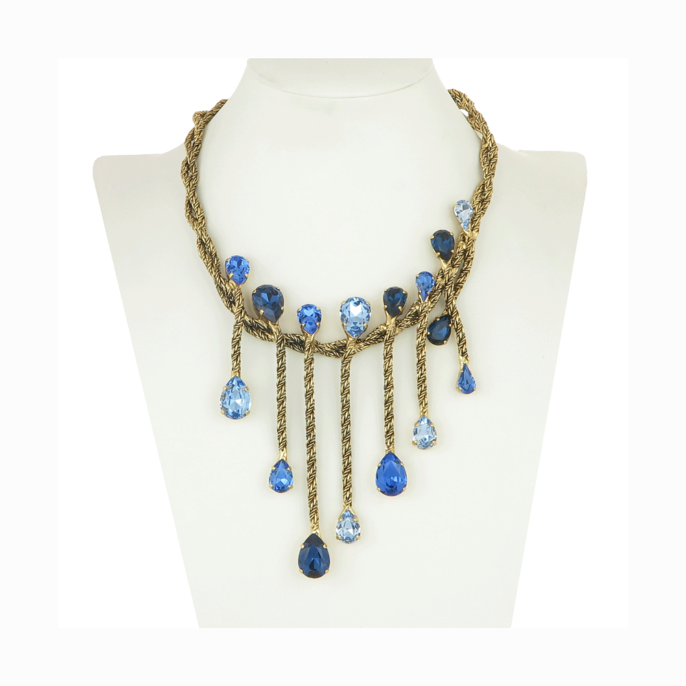 Collana di cristalli blu azzurri e bianchi