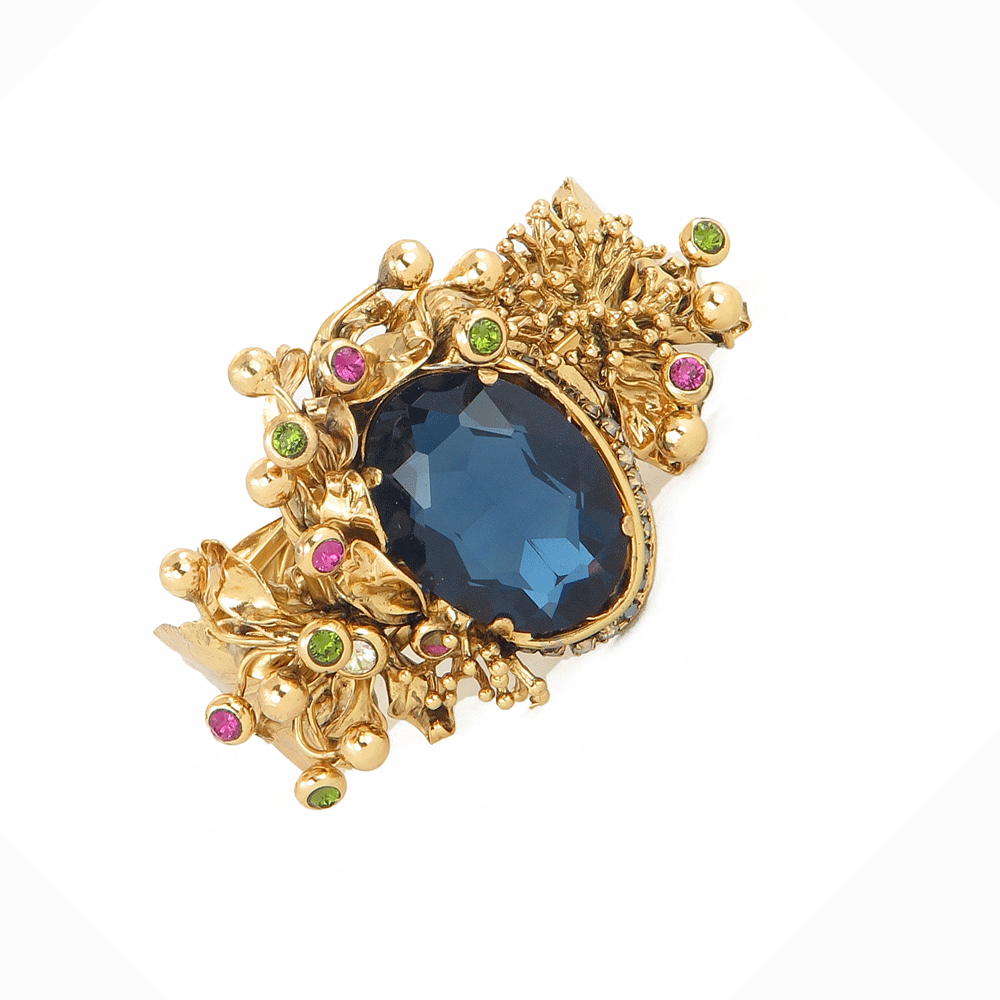 Bracciale rigido con cristallo blu