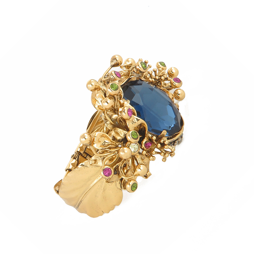 Bracciale rigido con cristallo blu