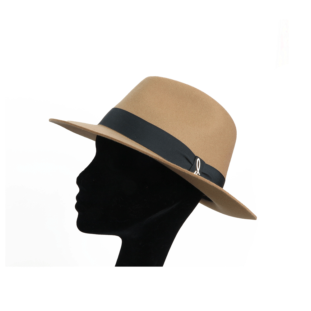 Cappello fedora caramello in feltro