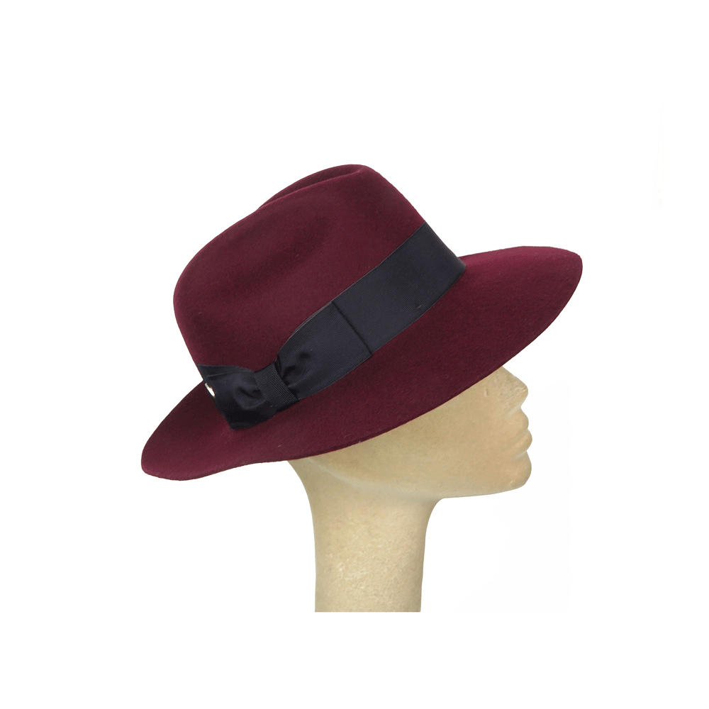 Cappello fedora bordeaux in feltro