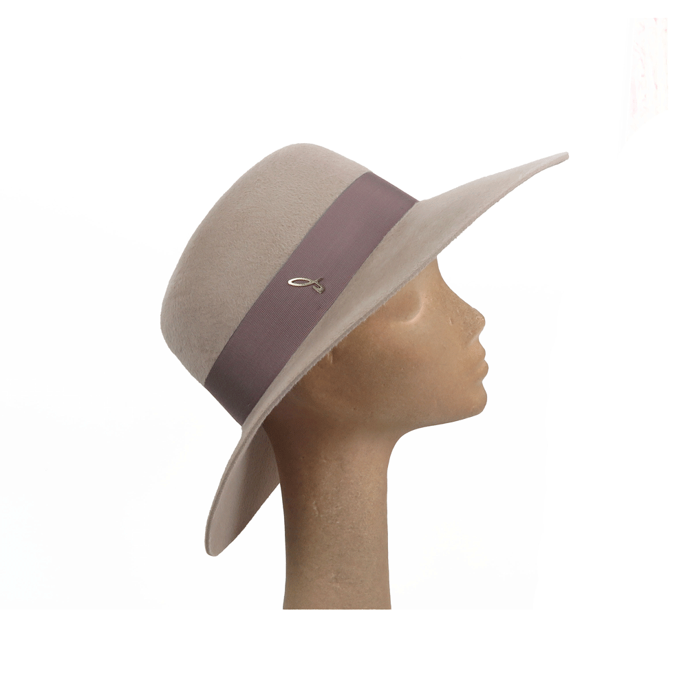 Cappello da donna tortora a tesa larga