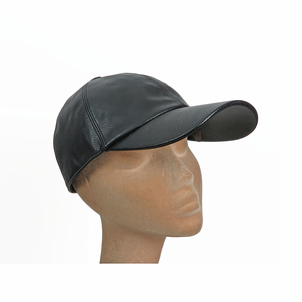 Berretto baseball nero in ecopelle