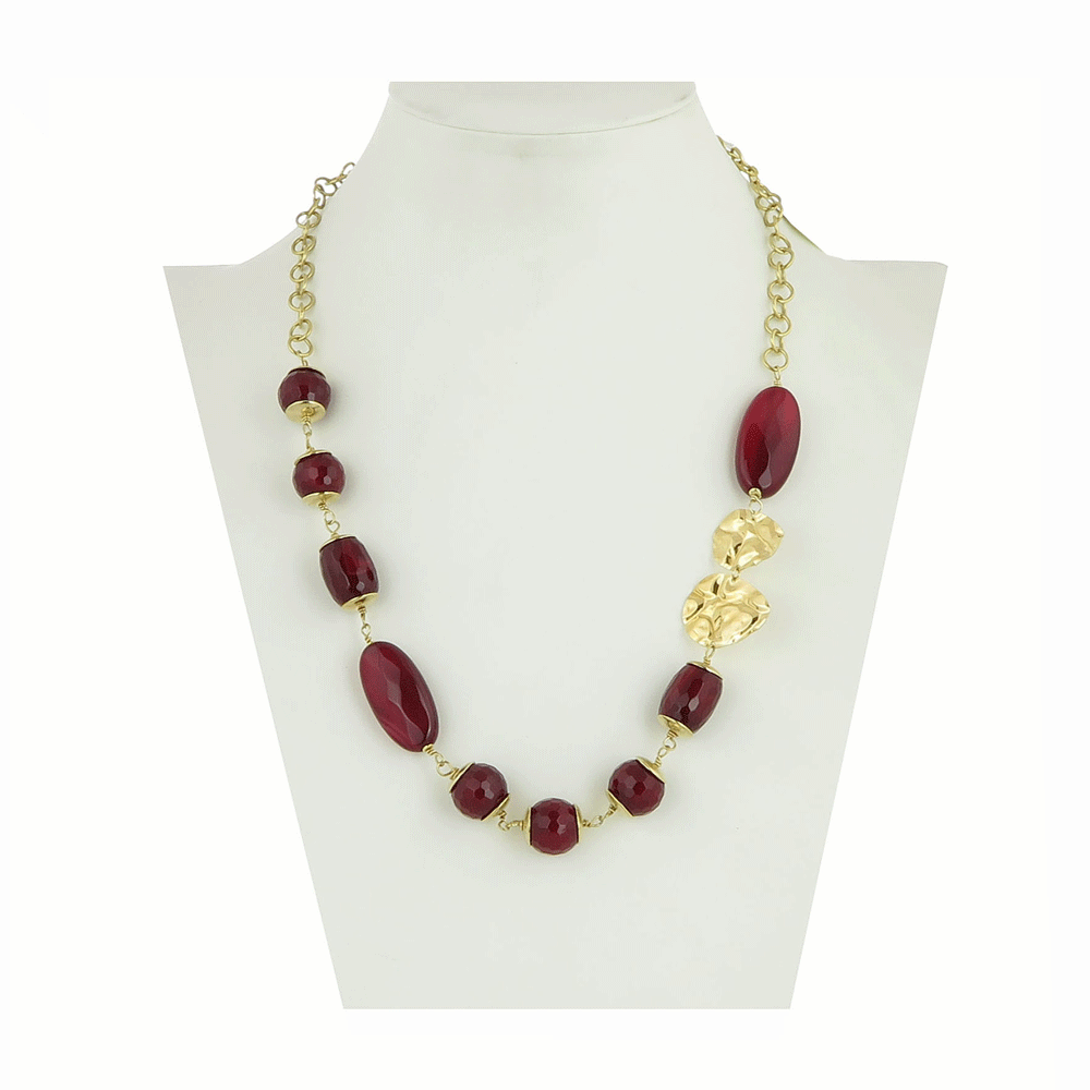 Collana con agata bordeaux