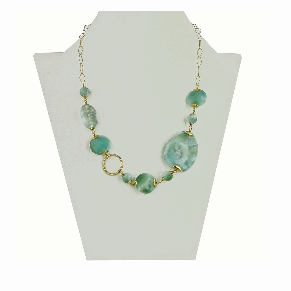 Collana con agata verde chiaro